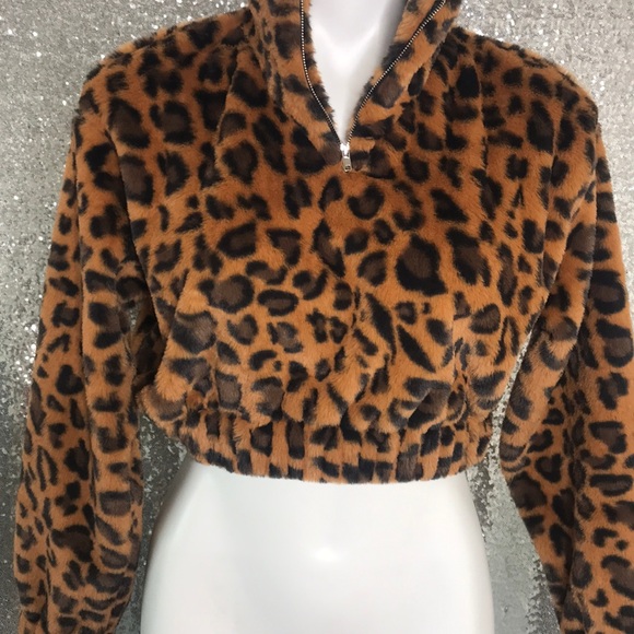 Leopard Fur Crop Top Pullover - Picture 3 of 6